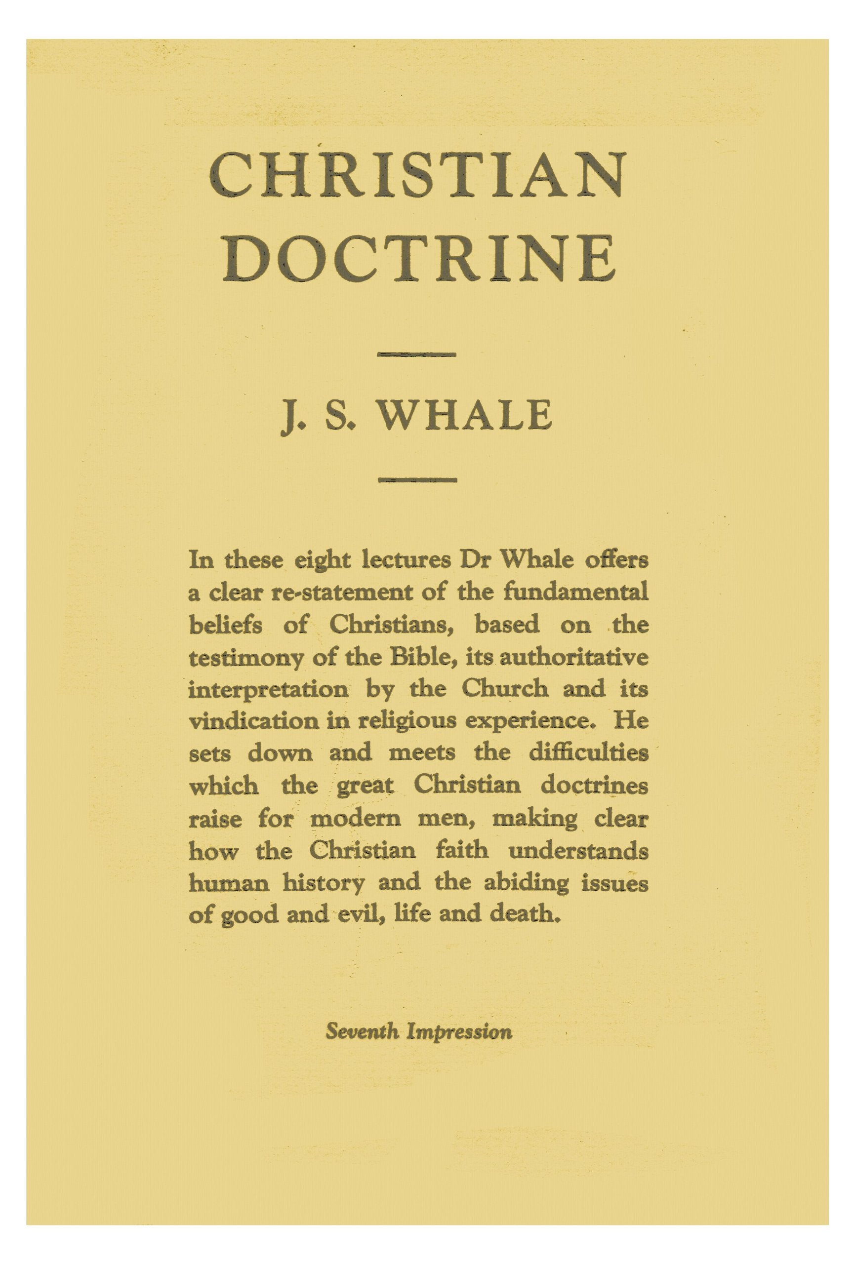 Christian Doctrine: Eight Lectures Delivered in the University of Cambridge to Undergraduates of All Faculties Religion & Esotericism