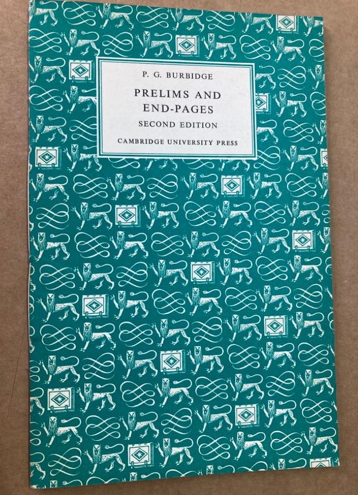 Prelims & End-Pages (Cambridge Author's and Publisher's Guides) Reference Books