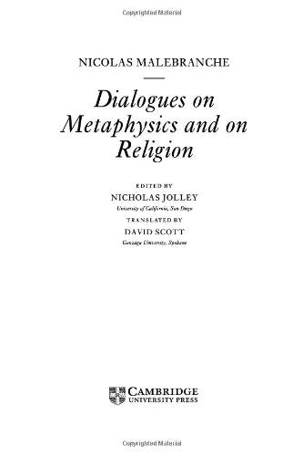 Dialogues on Metaphysics and on Religion (Cambridge Texts in the History of Philosophy) Philosophy