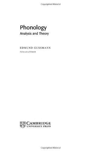 Phonology: Analysis and Theory (Cambridge Textbooks in Linguistics) Social Sciences
