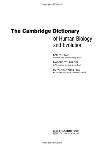 The Cambridge Dictionary of Human Biology and Evolution Natural Sciences