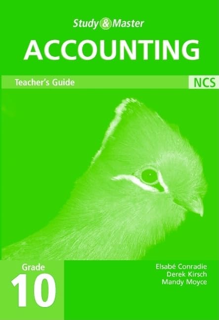 Study and Master Accounting Grade 10 Teacher's Book Education