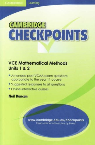 Cambridge Checkpoints Vce Mathematical Methods Units 1 and 2 Learning & Reference