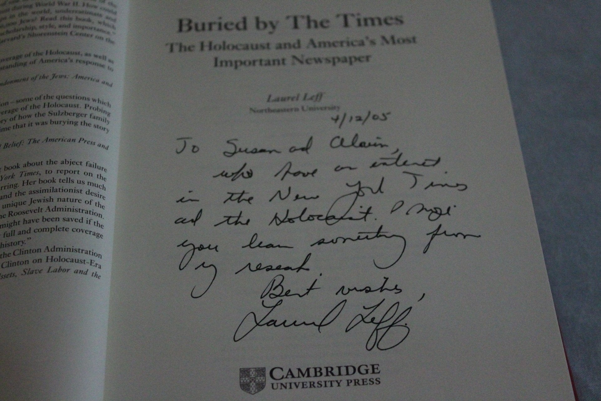 Buried by the Times: The Holocaust and America's Most Important Newspaper Law