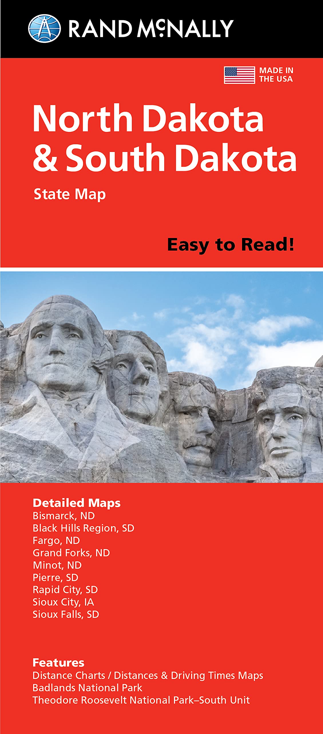 Rand McNally Easy to Read Folded Map: North Dakota, South Dakota State Map Learning & Reference
