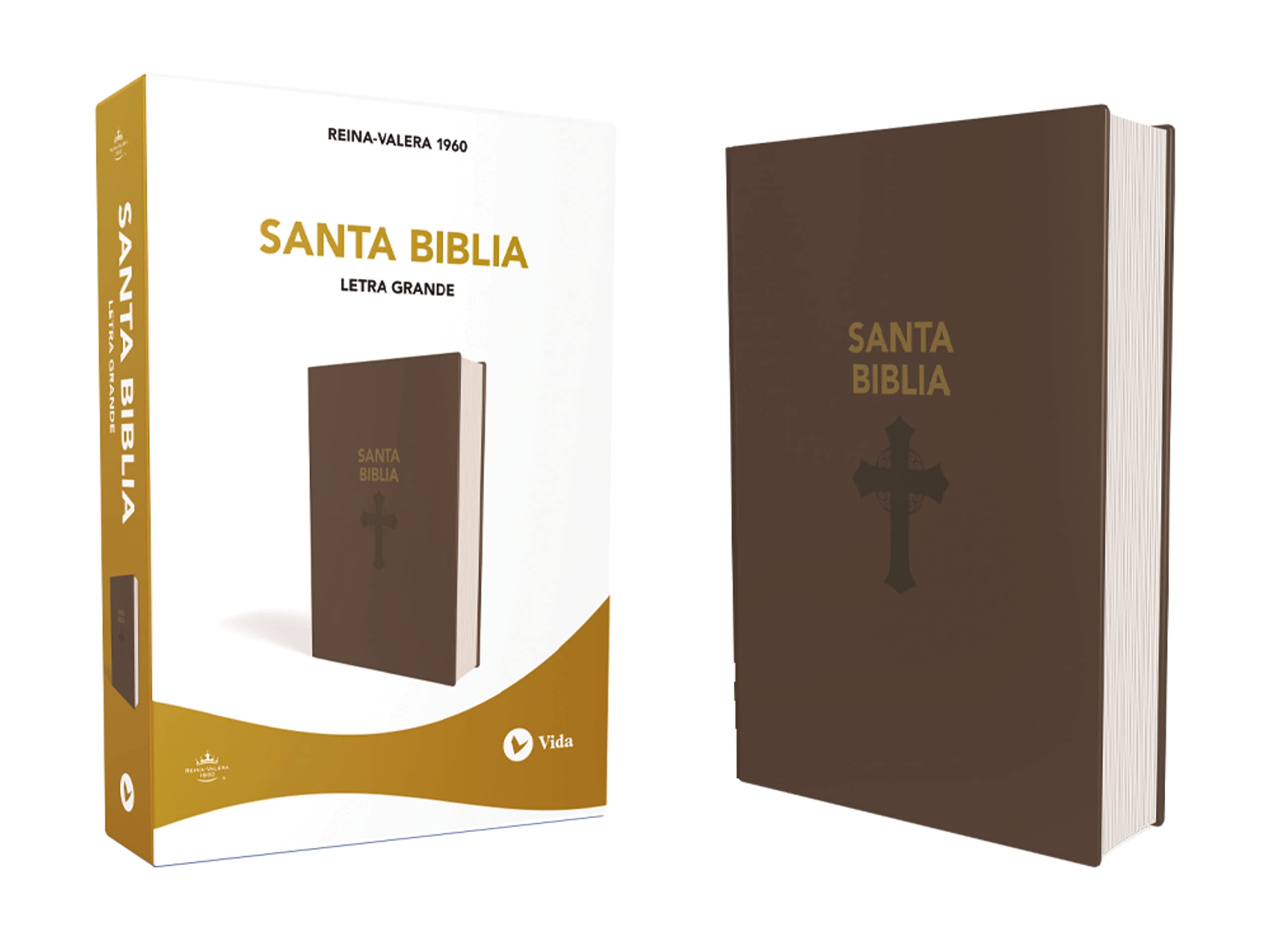 RVR60, Santa Biblia, Letra Grande, Leathersoft, Café, Palabras de Jesús en Rojo book