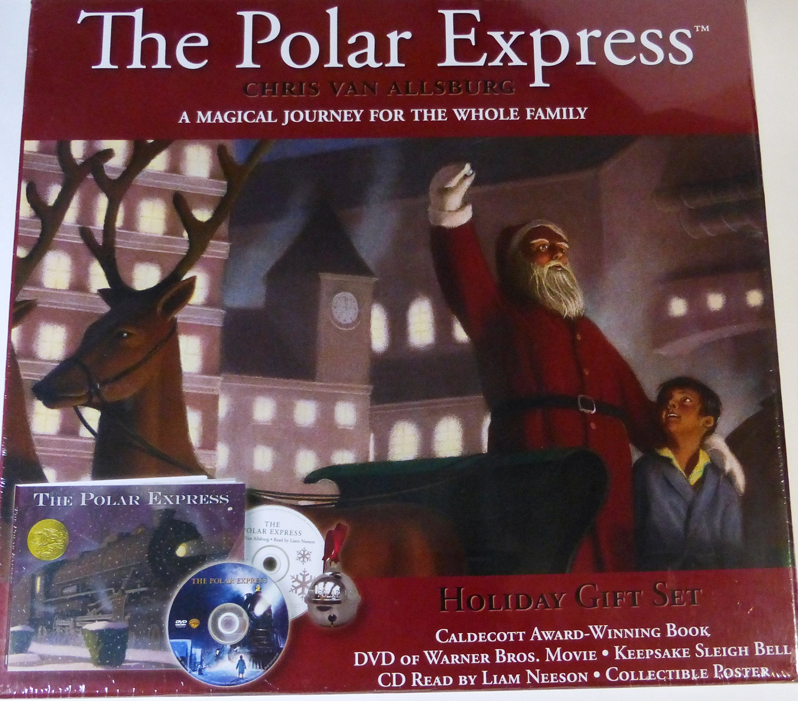 The Polar Express Holiday Gift Set Book DVD Keepsake Sleigh Bell CD & Collectible Poster Books