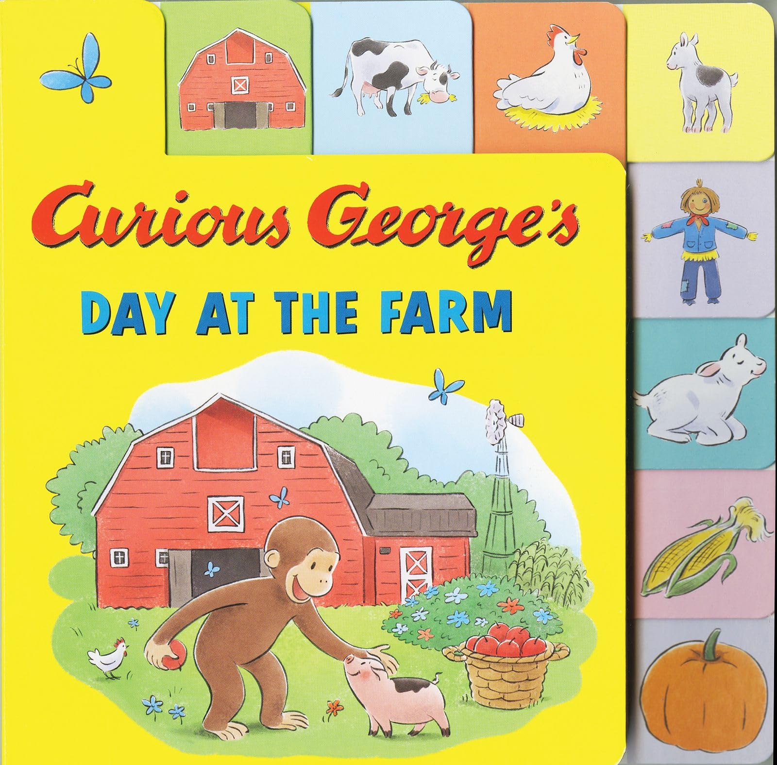 Curious George's Day at the Farm Tabbed Lift-The-Flaps Non-fiction