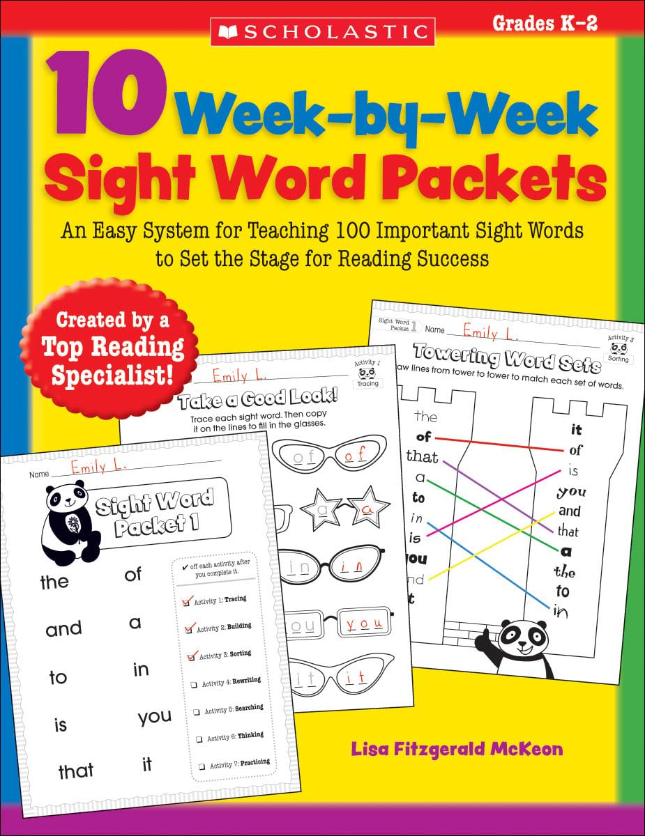 10 Week-By-Week Sight Word Packets Learning & Reference Books