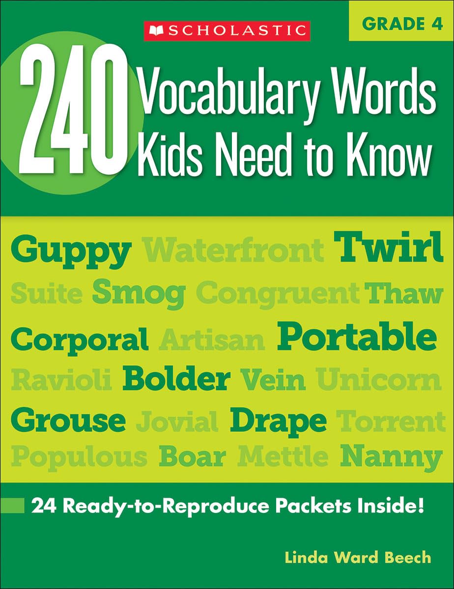 240 Vocabulary Words Kids Need to Know: Grade 4 Study Guides