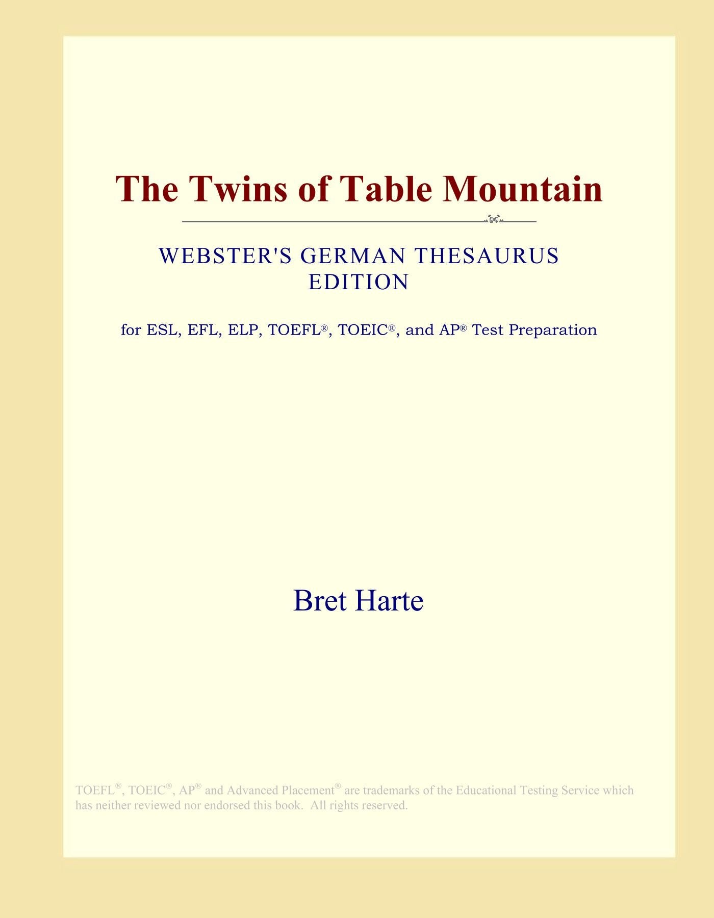 The Twins of Table Mountain (Webster's German Thesaurus Edition) Study Guides