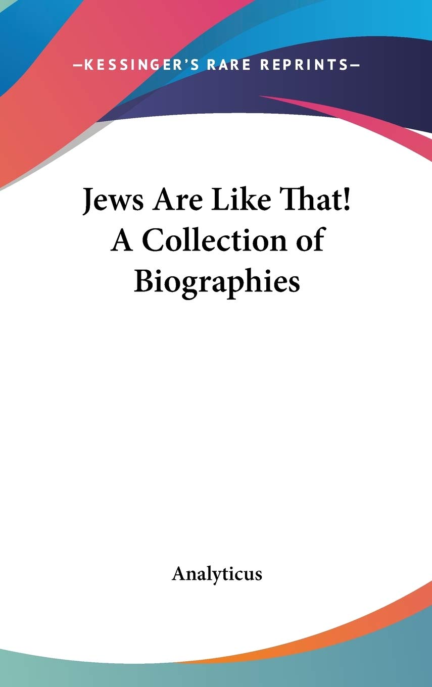 Jews Are Like That!: A Collection of Biographies Social Sciences