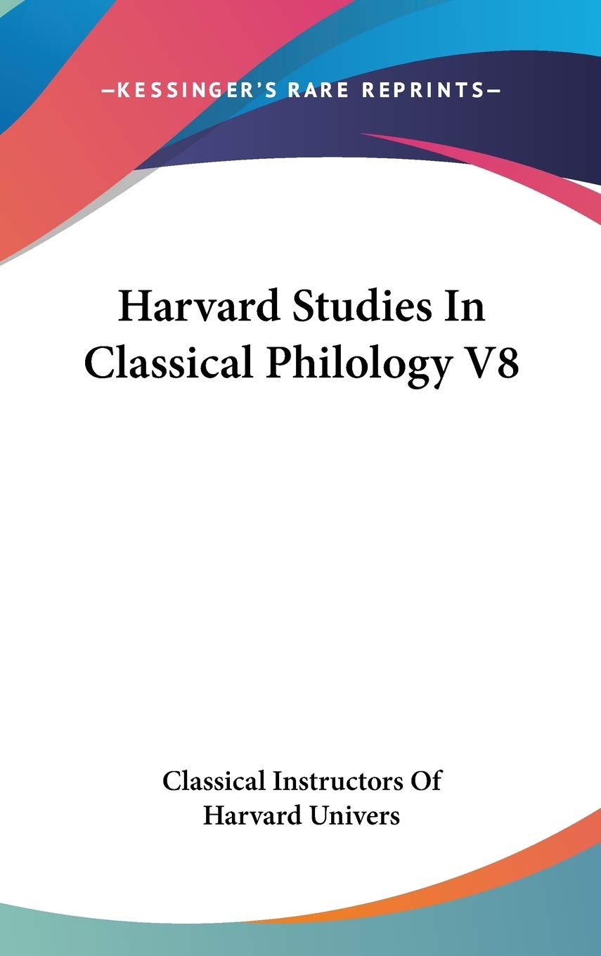 Product Image: Harvard Studies In Classical Philology V8