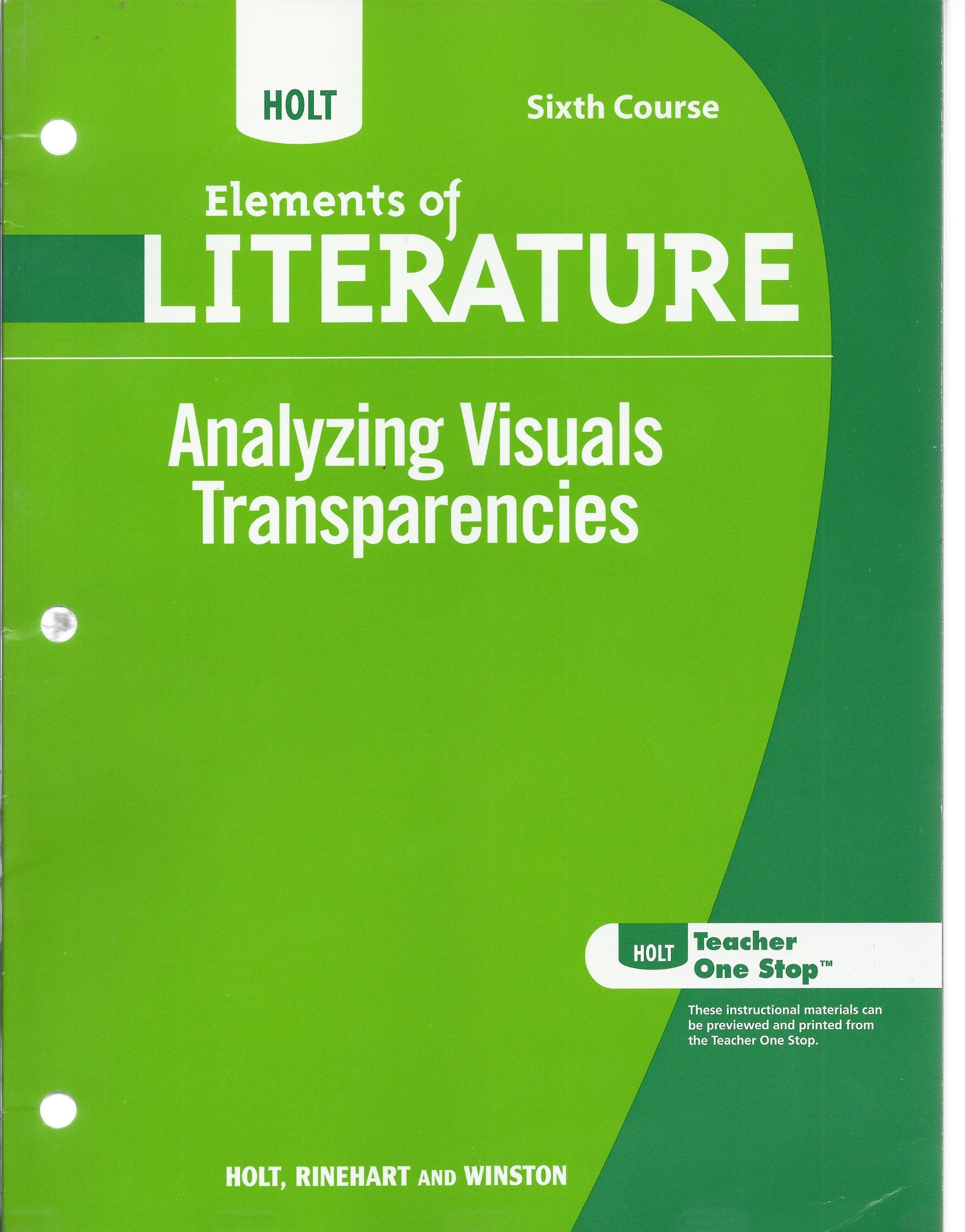 Holt Elements of Literature: Analyzing Visuals Transparencies Sixth Course, British Literature Films