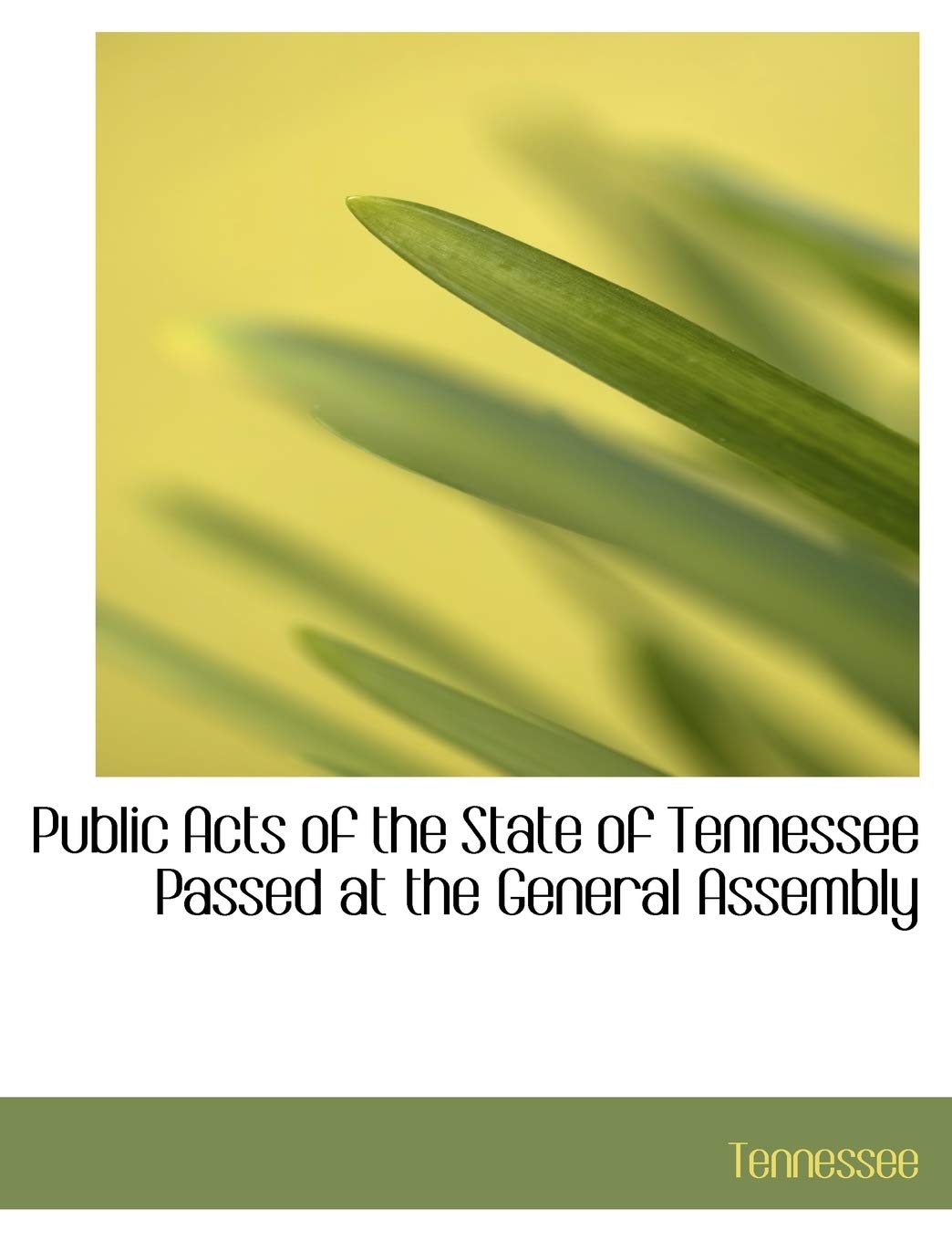 Public Acts of the State of Tennessee Passed at the General Assembly Politics & History