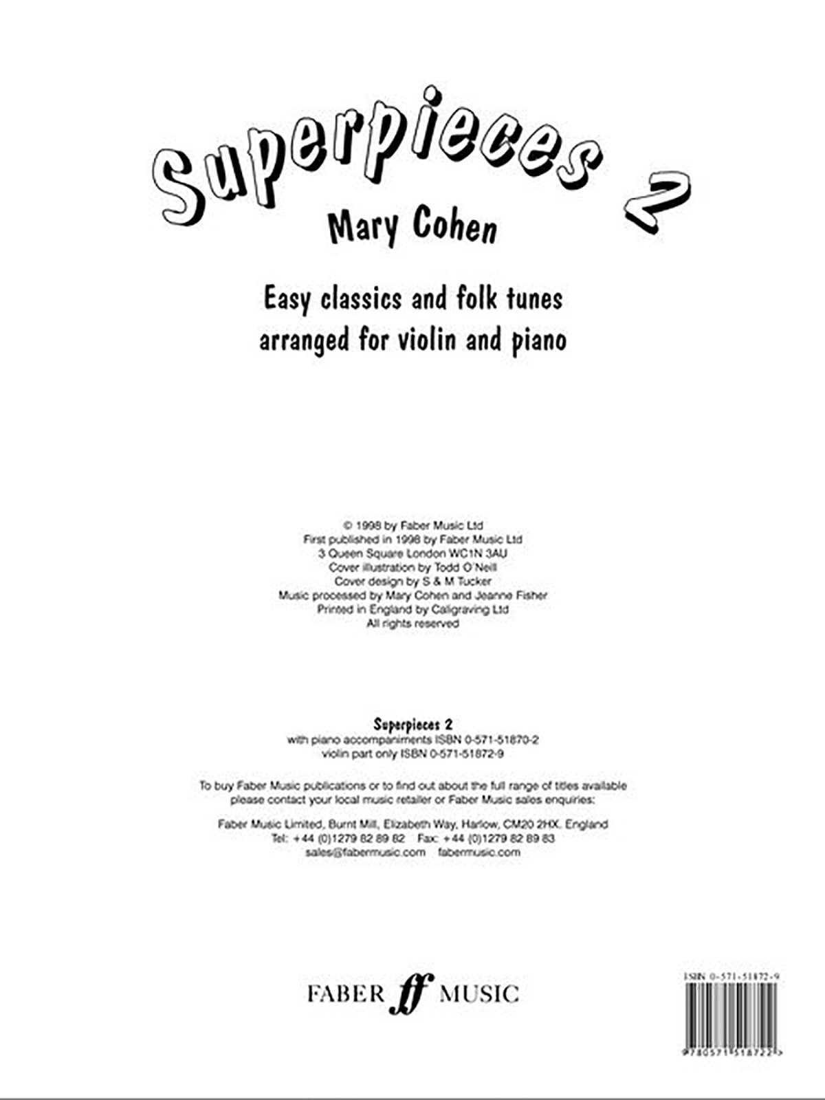 Superpieces 2: Early Classics and Folk Tunes Arranged for Violin and Piano: Violin Part Only Sheet Music