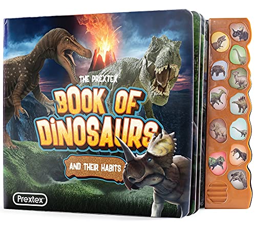 The Prextex Book of Dinosaurs and Their Habits - 12-Button Dinosaur Sound Book to Educate and Learn About Dinosaurs Non-fiction