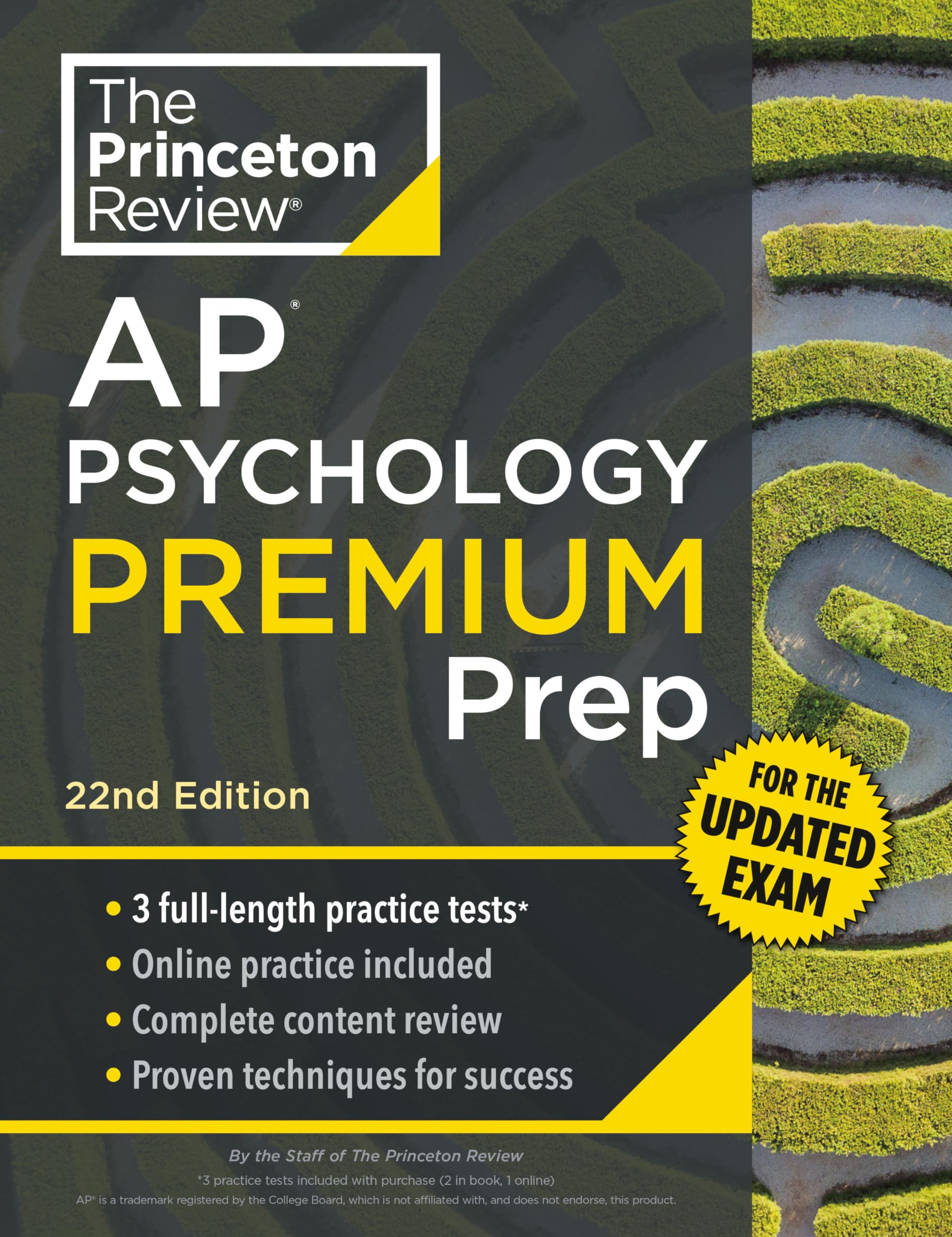 Princeton Review AP Psychology Premium Prep, 22nd Edition: For the NEW 2025 Exam: 3 Practice Tests + Digital Practice + Content Review (College Test Preparation) Learning & Reference