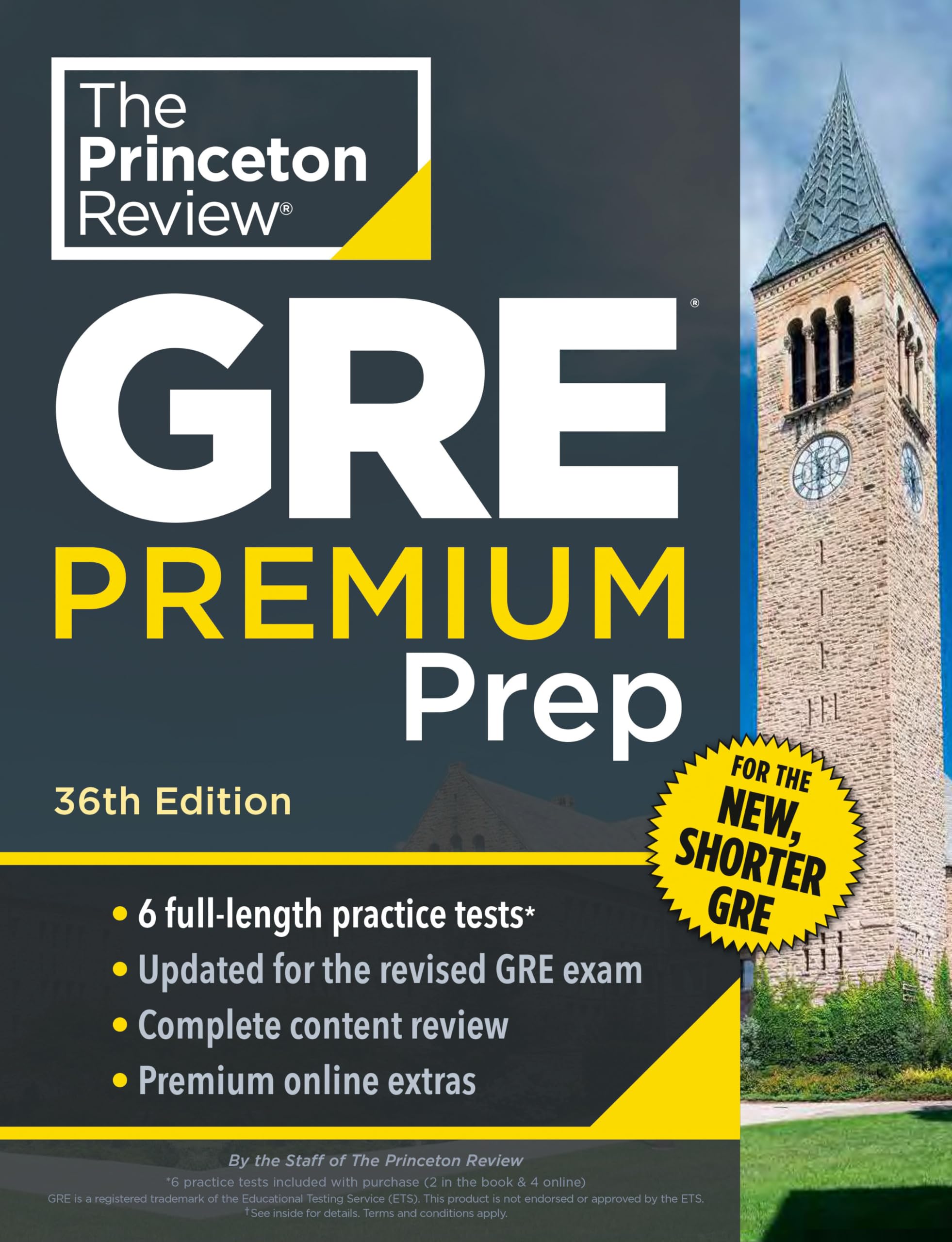 Princeton Review GRE Premium Prep, 36th Edition: 6 Practice Tests + Review & Techniques + Online Tools (Graduate School Test Preparation) Learning & Reference