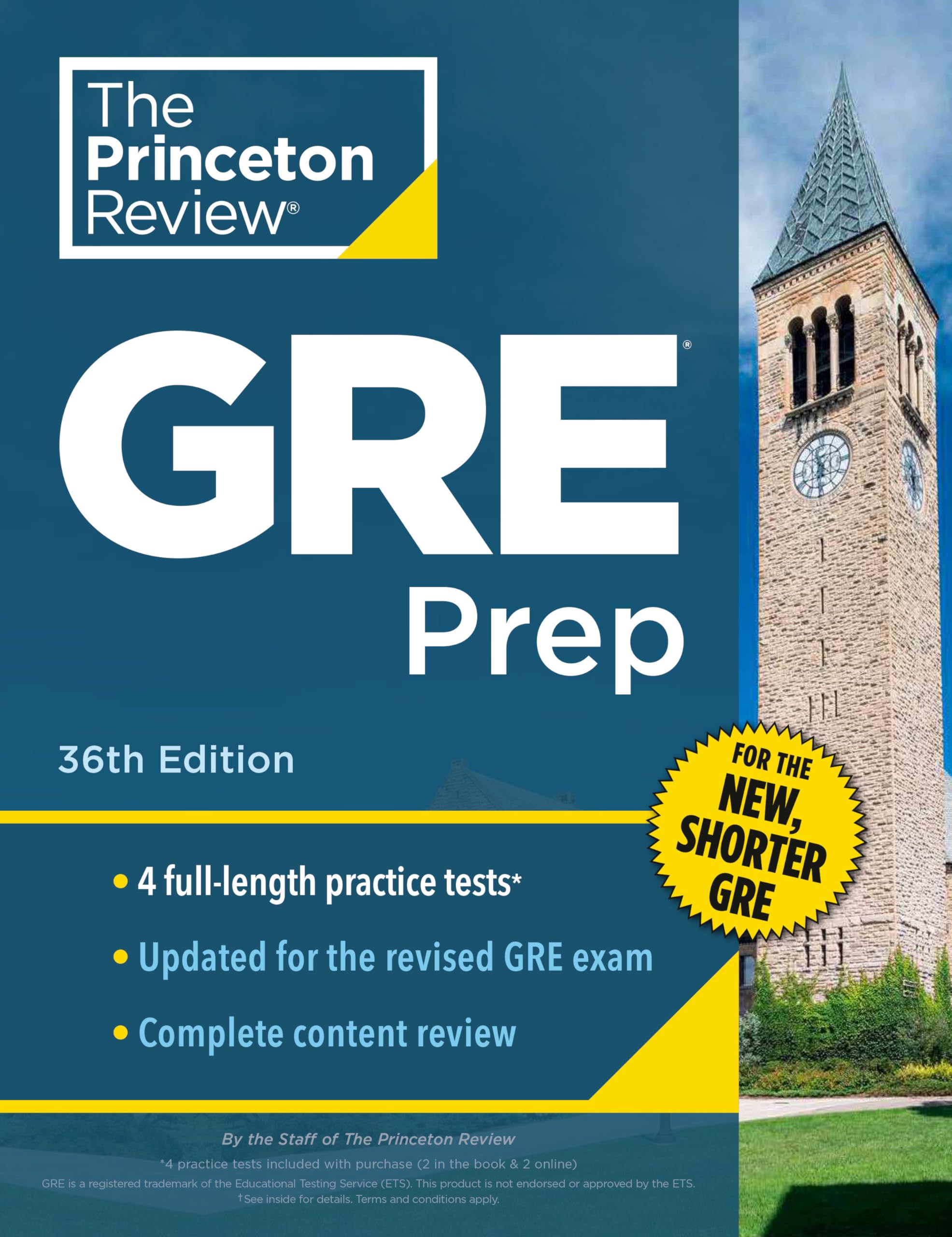 Princeton Review GRE Prep, 36th Edition: 4 Practice Tests + Review & Techniques + Online Features (Graduate School Test Preparation) Learning & Reference
