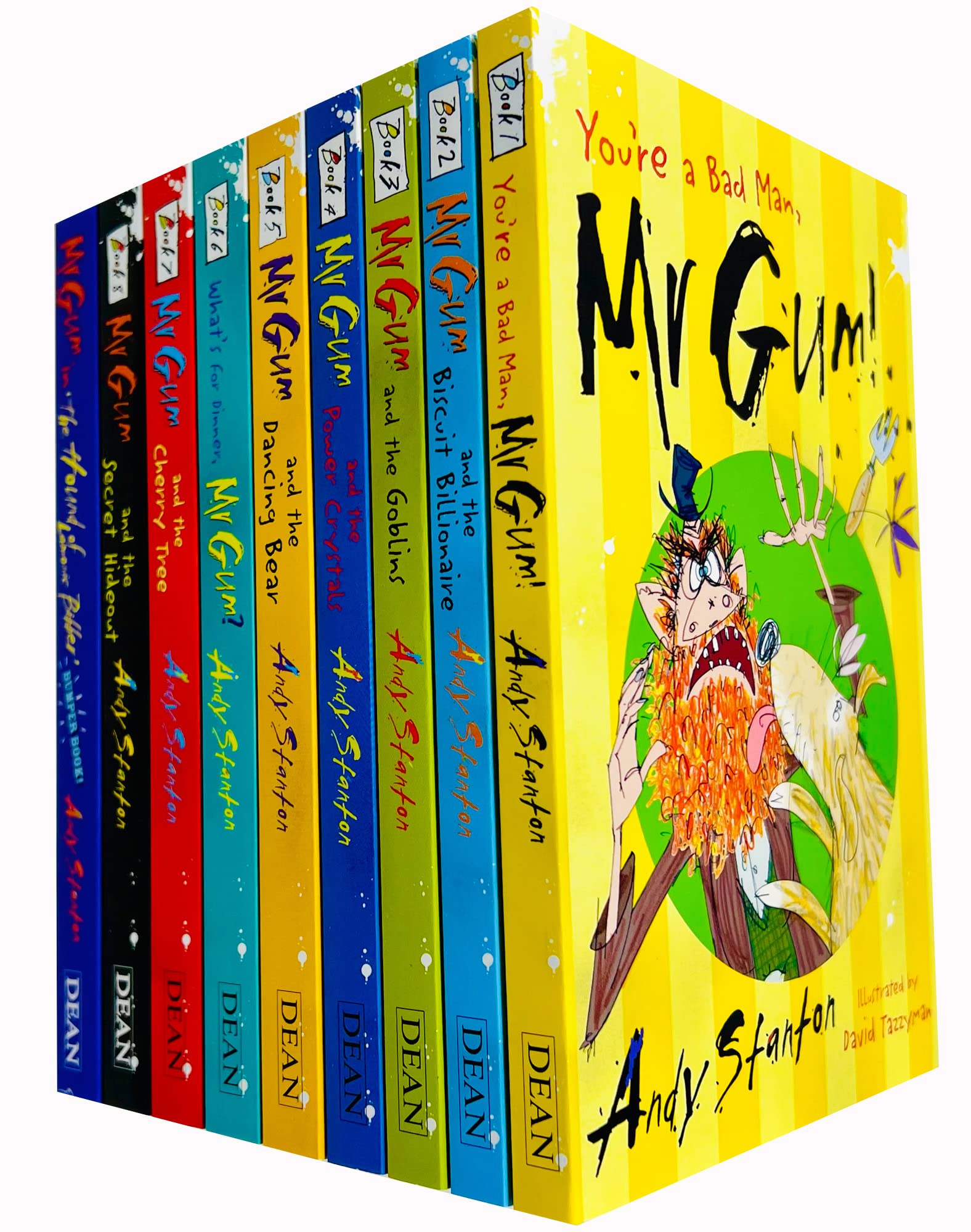 Mr Gum Collection Andy Stanton 9 Books Set (Biscuit Billionaire, The Cherry Tree, The Dancing Bear, The Goblins, The Power Crystals, Whats for Dinner, The Secret Hideout, The Hound of Lamonic Bibber, Novels & Short Stories