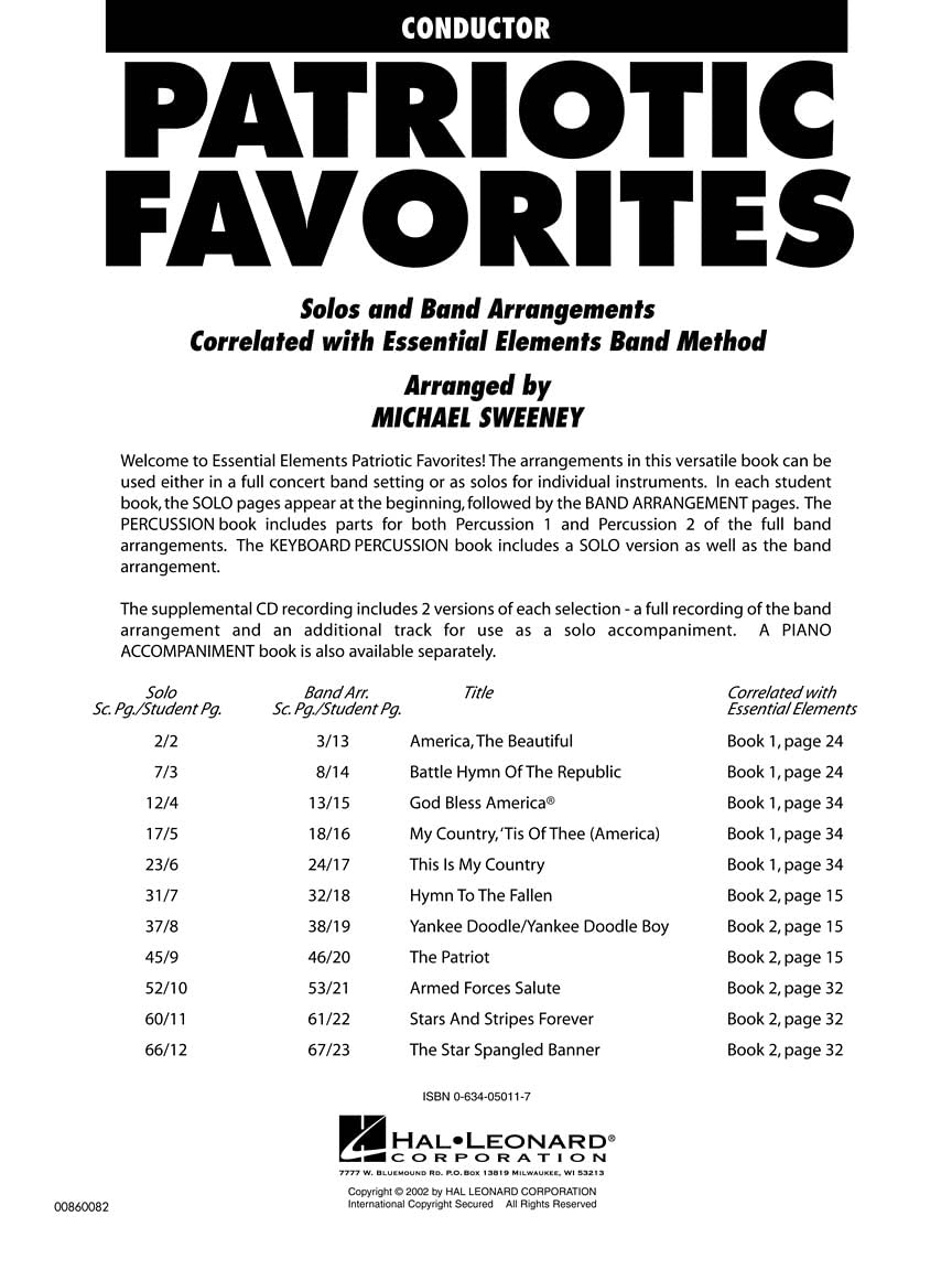 Patriotic Favorites: Conductor Book Social Sciences