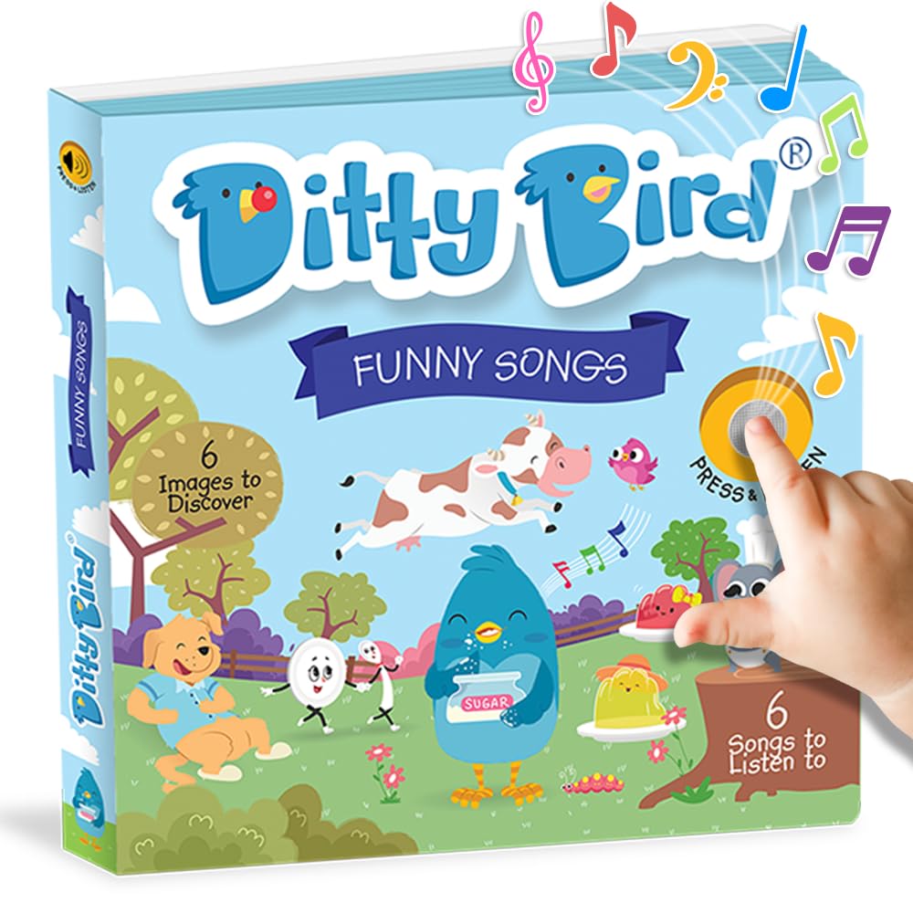 Ditty Bird Funny Songs Interactive Musical Book for Toddlers 1- 3 Sound Book for 1 Year Old Baby Gift with Music book