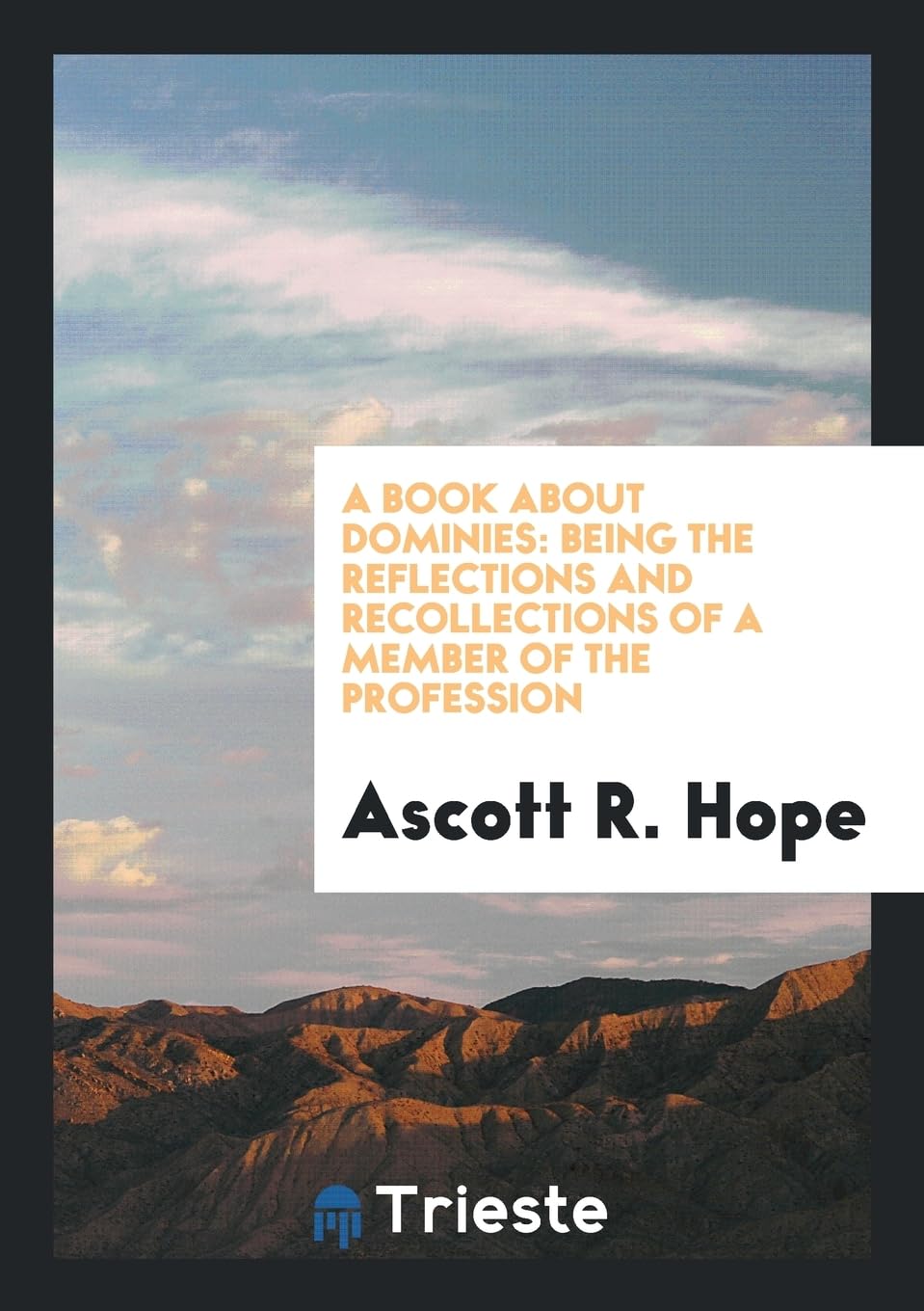 A Book about Dominies: Being the Reflections and Recollections of a Member of the Profession Social Sciences