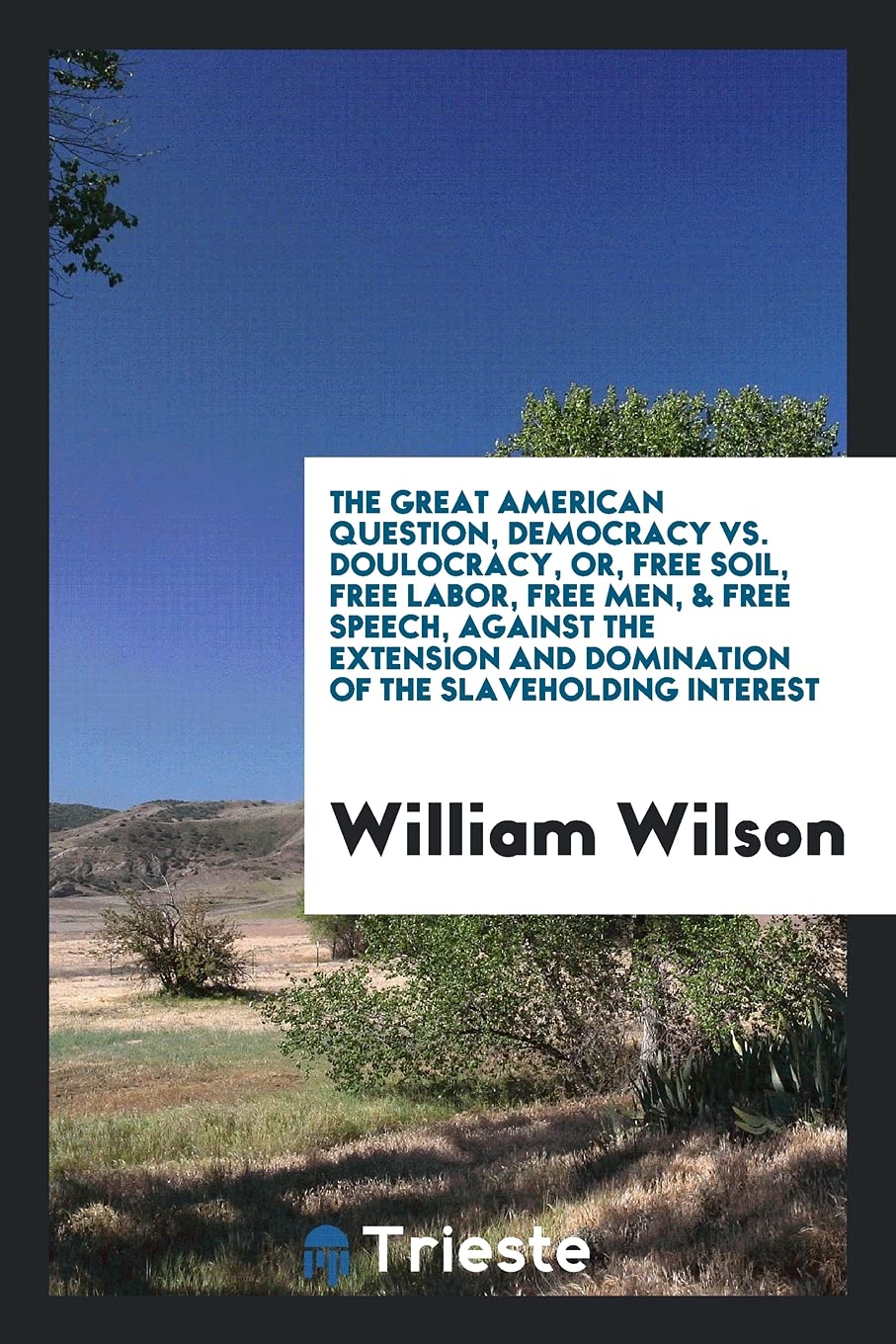 The Great American Question, Democracy vs. Doulocracy, Or, Free Soil, Free Labor, Free Men, & Free Speech, Against the Extension and Domination of the Slaveholding Interest Social Sciences