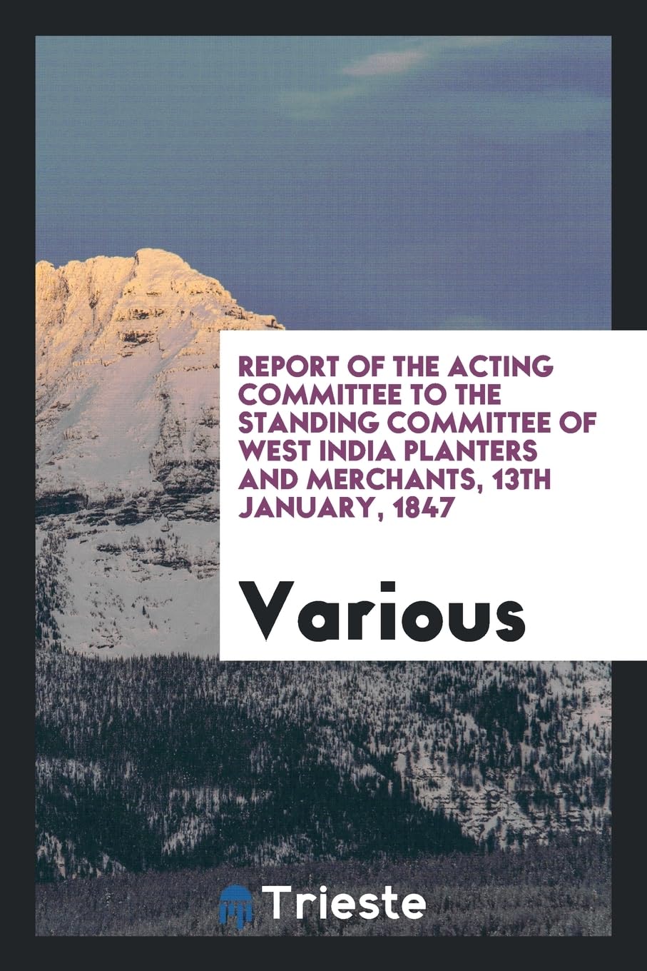 Report of the Acting Committee to the Standing Committee of West India Planters and Merchants, 13th January, 1847 Books
