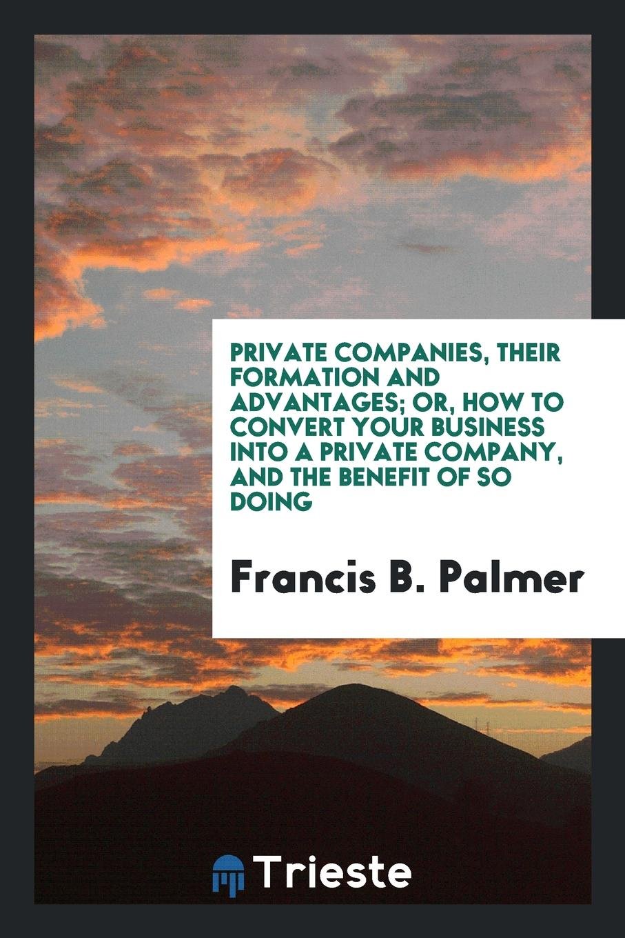 Private Companies, Their Formation and Advantages, Or, How to Convert Your Business Into a ... Business, Finance & Career