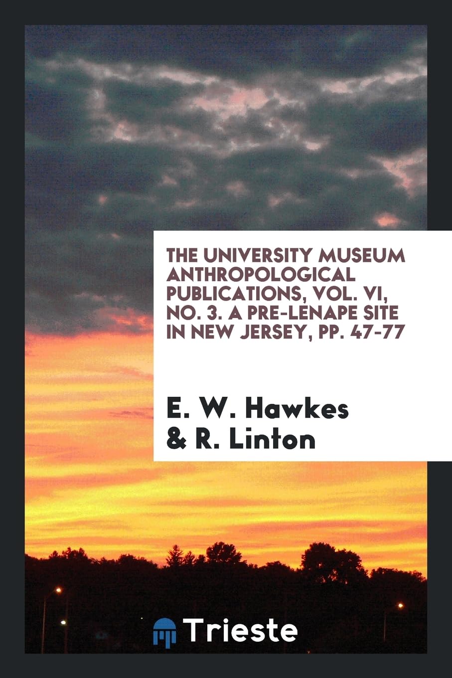 The University Museum Anthropological Publications, Vol. VI, No. 3. a Pre-Lenape Site in New Jersey, Pp. 47-77 Books