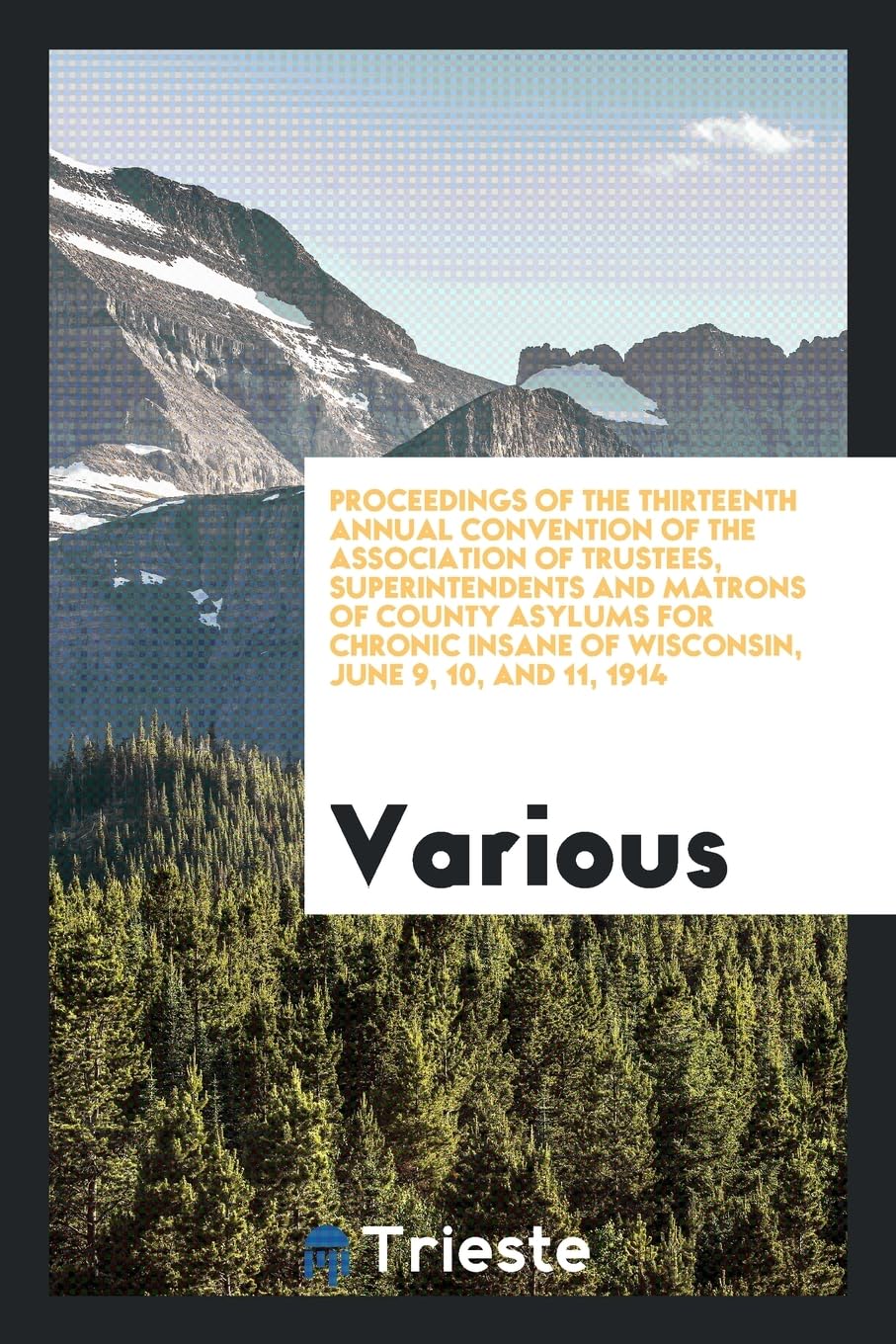 Proceedings of the Thirteenth Annual Convention of the Association of Trustees, Superintendents and Matrons of County Asylums for Chronic Insane of Wisconsin, June 9, 10, and 11, 1914 Books