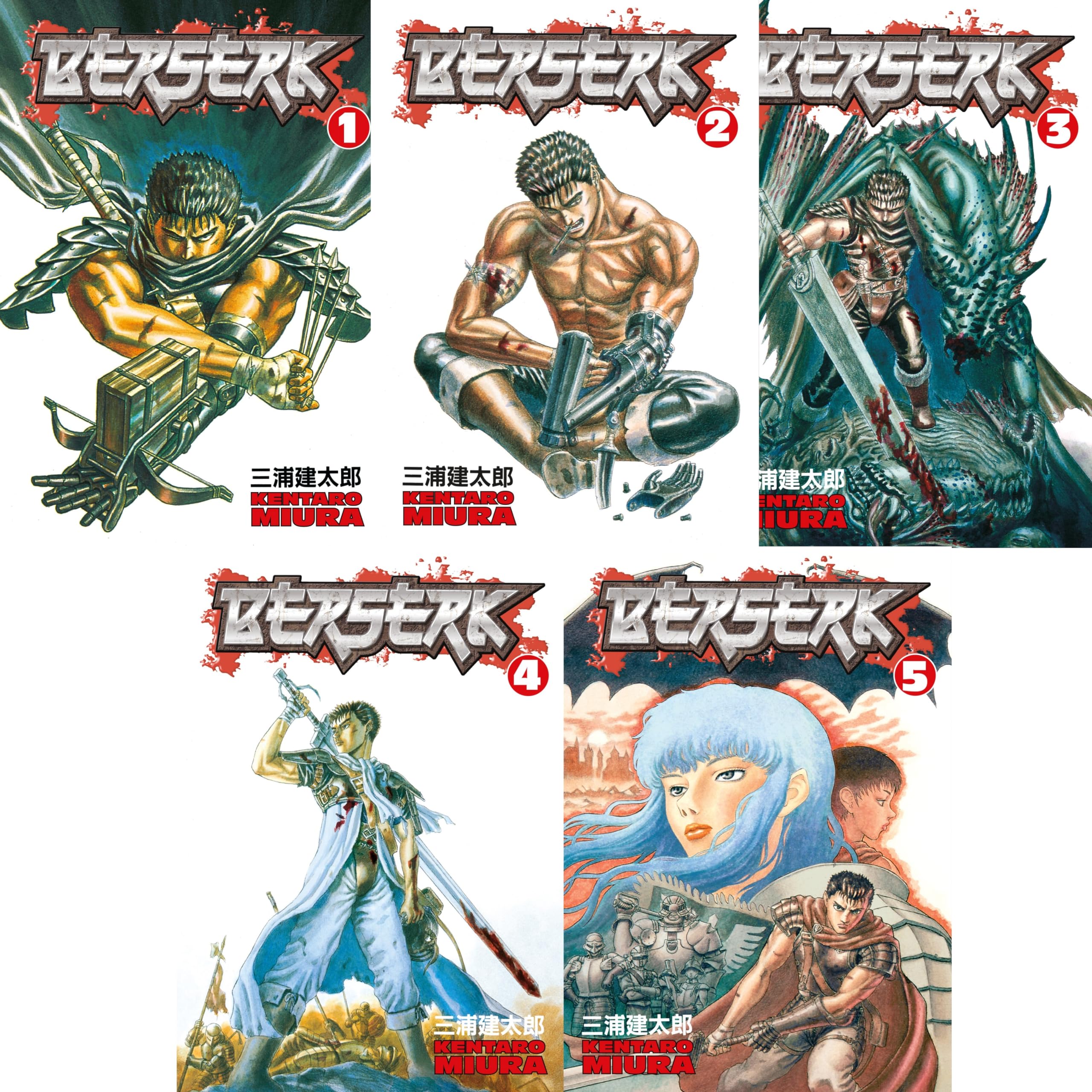 Berserk Volume 1-5 Collection 5 Books Set (Series 1) by Kentaro Miura Fantasy & Sci-Fi