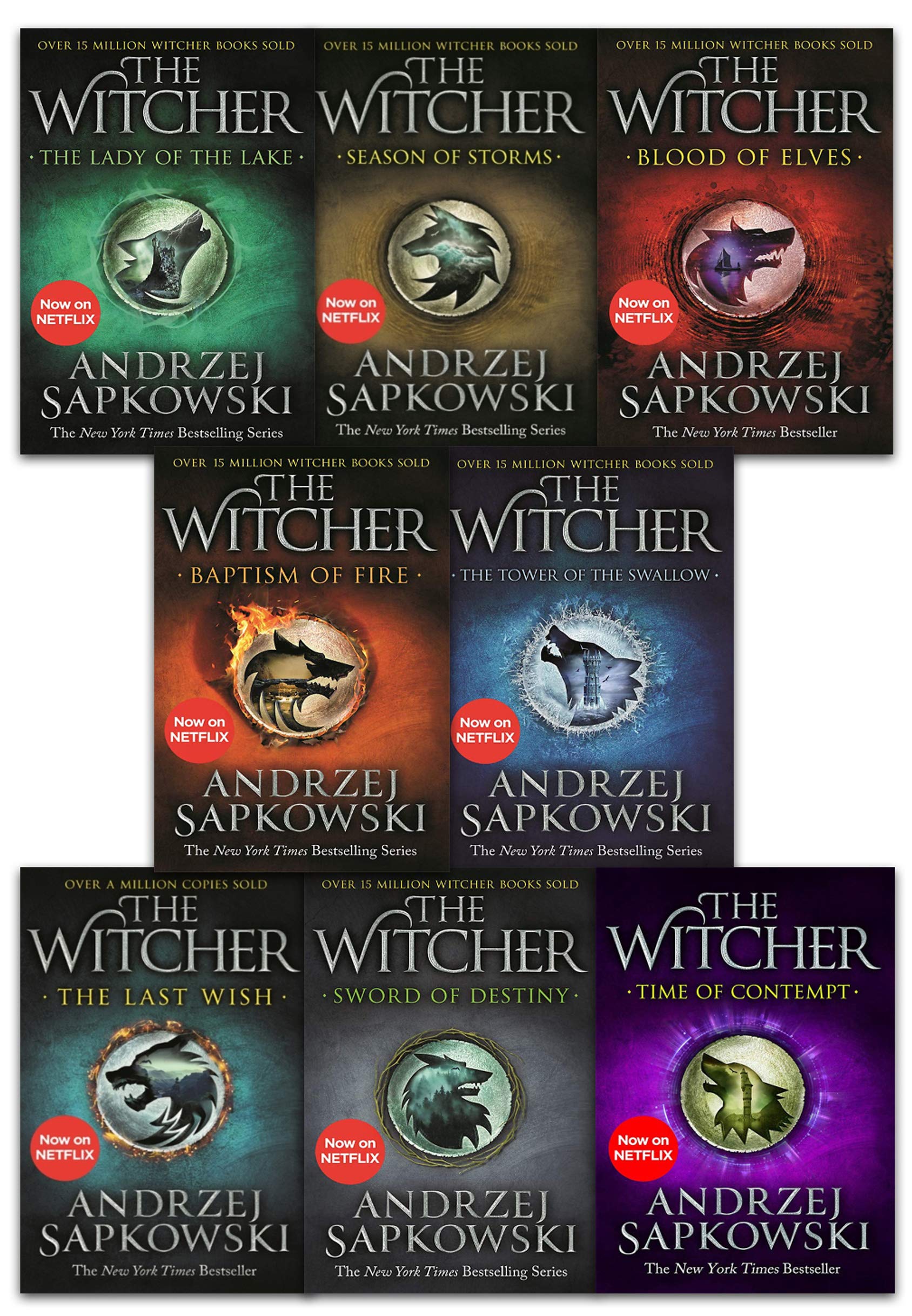 Andrzej Sapkowski Witcher Series Collection 8 Books Set (Last Wish, Sword of Destiny, Blood of Elves, Time of Contempt, Baptism of Fire, Tower of the Swallow, Lady of the Lake, Seasons of Storms) - Andrzej Sapkowski book