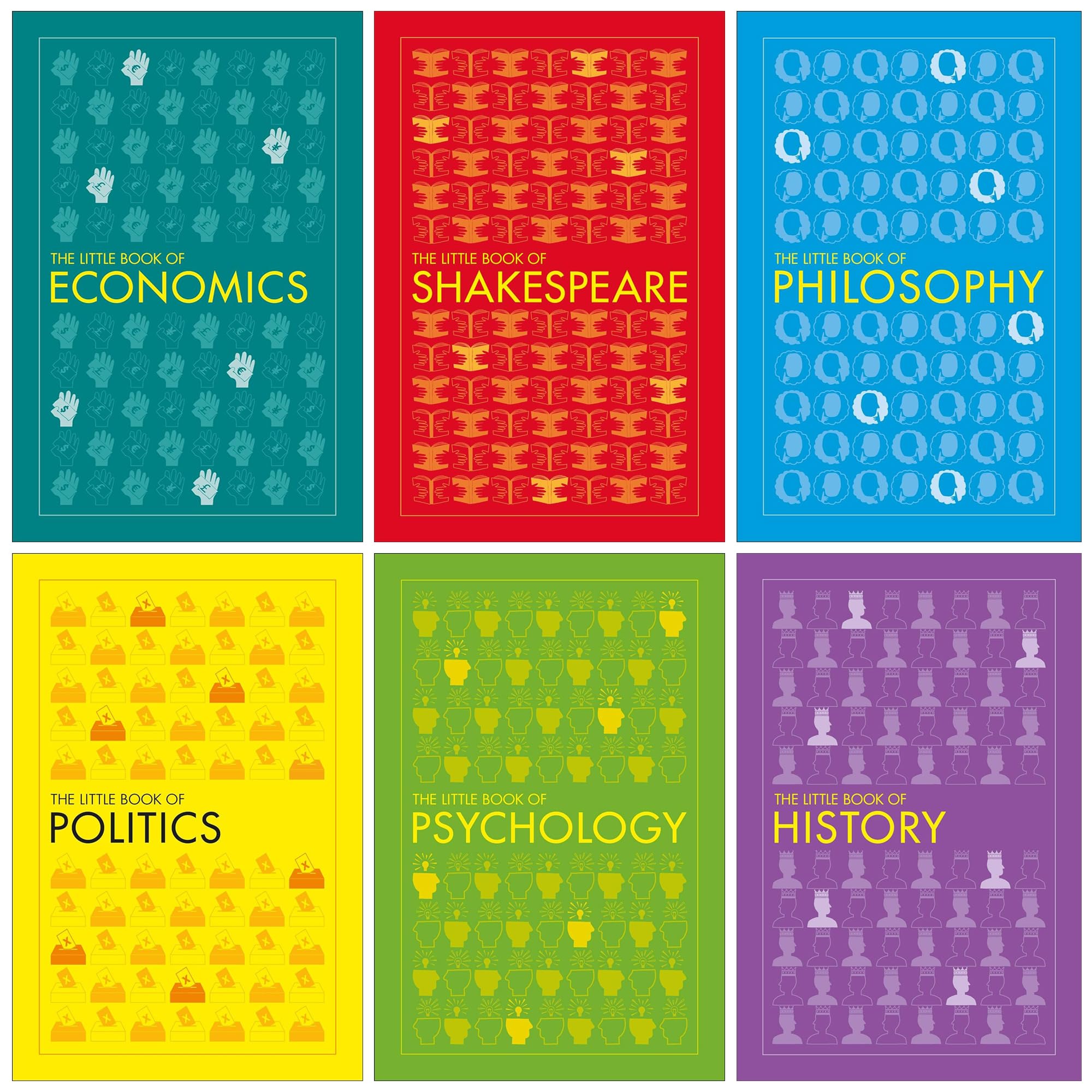 DK The Little Book Of Series 6 Books Collection Set (Economics, Politics, Shakespeare, Philosophy, Psychology, History) Children's books