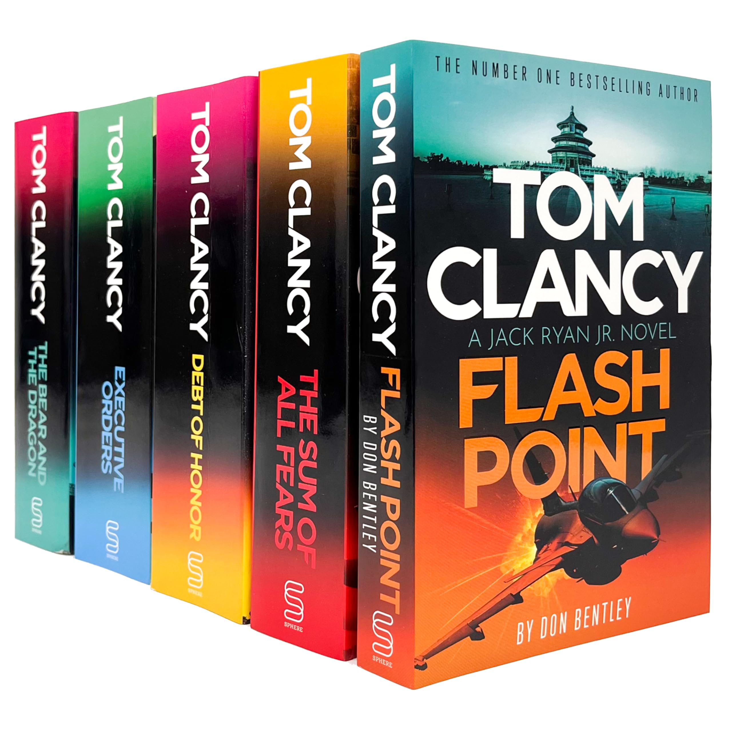 Tom Clancy Flash Point, The Sum of All Fears, Debt of Honor, Executive Orders & The Bear and The Dragon by Don Bentley & Tom Clancy 5 Books Collection Set Young adult books