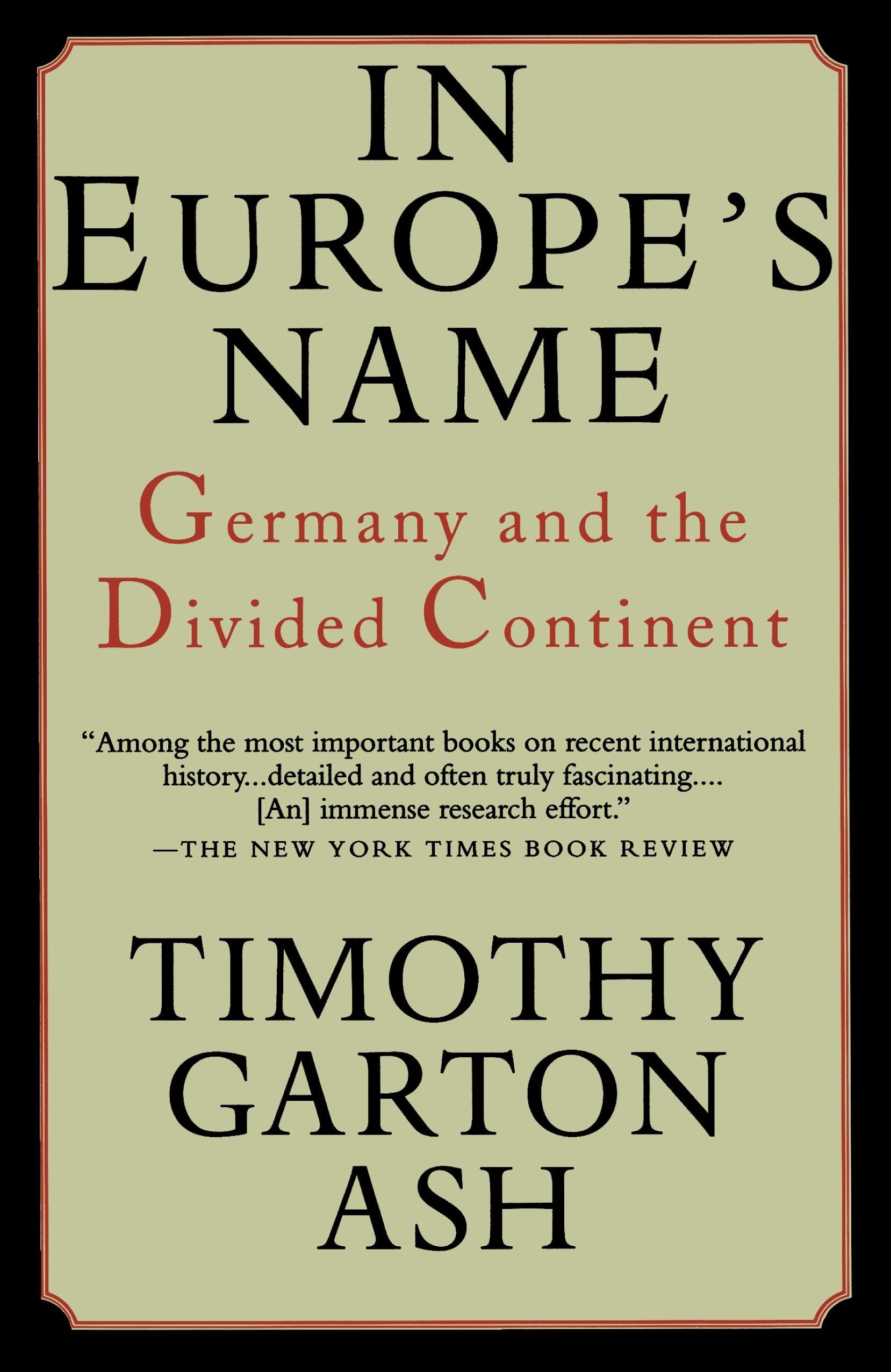 In Europe's Name: Germany and the Divided Continent Politics & History