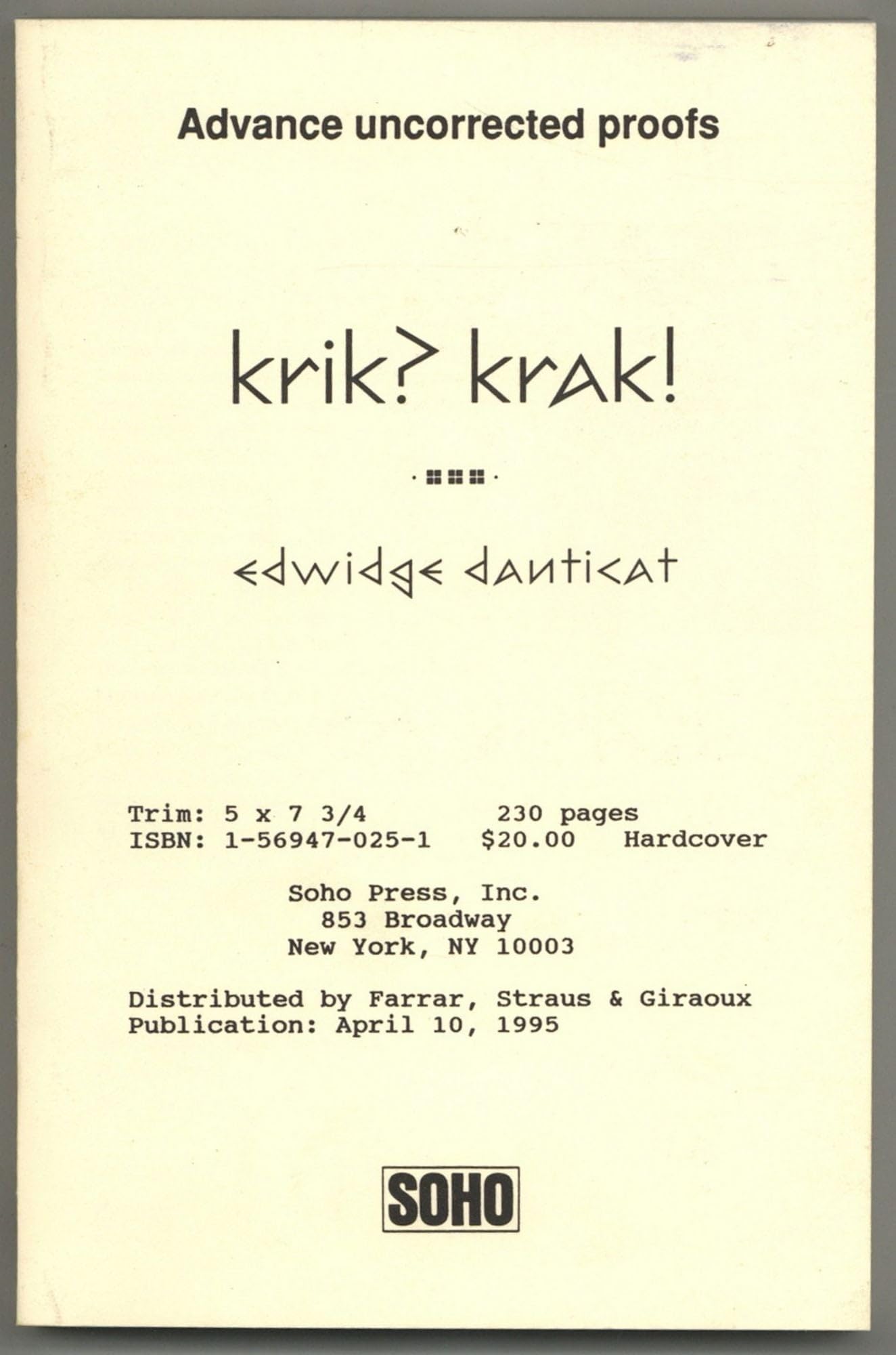 Krik? Krak! Essays & Short Stories