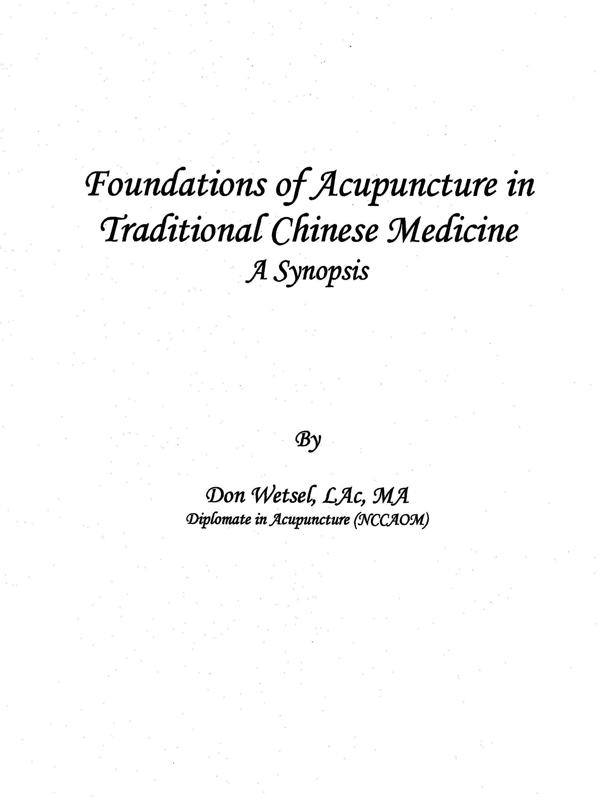 Foundations of Acupuncture in Traditional Chinese Medicine Books