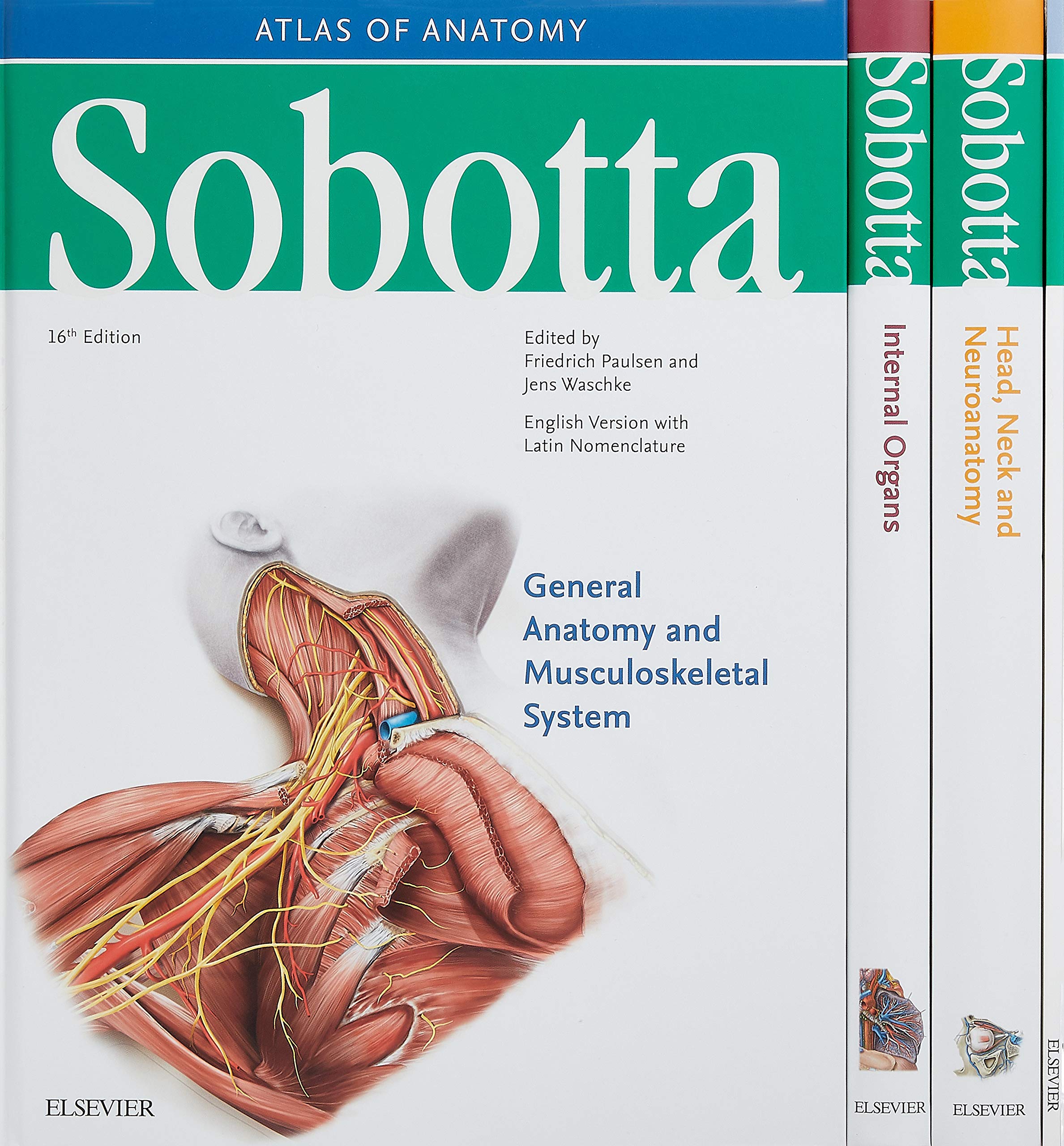 Sobotta Atlas of Anatomy, Package, 16th ed., English/Latin: Musculoskeletal System; Internal Organs; Head, Neck and Neuroanatomy; Muscles Tables Medicine