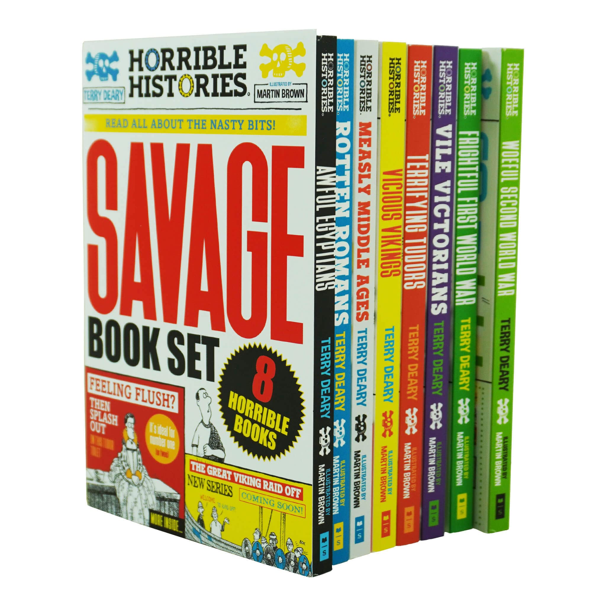 Horrible Histories Savage 8 Book Collection Set By Terry Deary Non-fiction