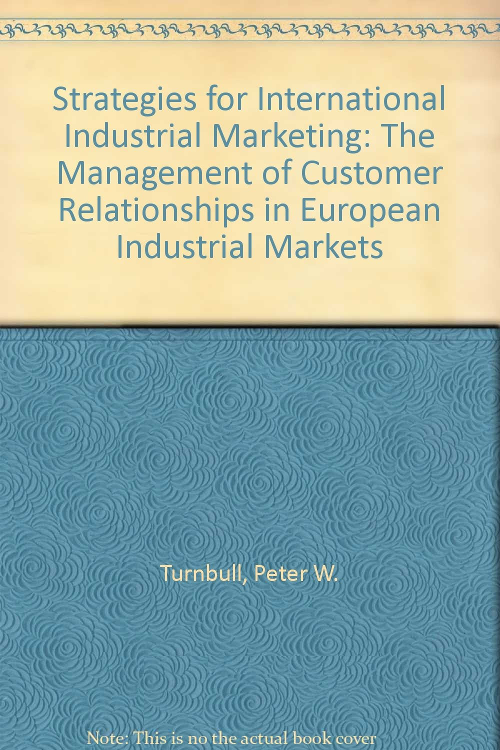 Strategies for International Industrial Marketing: The Management of Customer Relationships in European Industrial Markets book