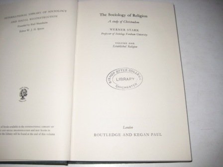 Sociology of Religion: Established Religion v. 1: A Study of Christendom (International Library of Society) Books