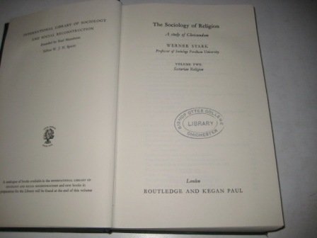 Sociology of Religion: Sectarian Religion v. 2: A Study of Christendom Books