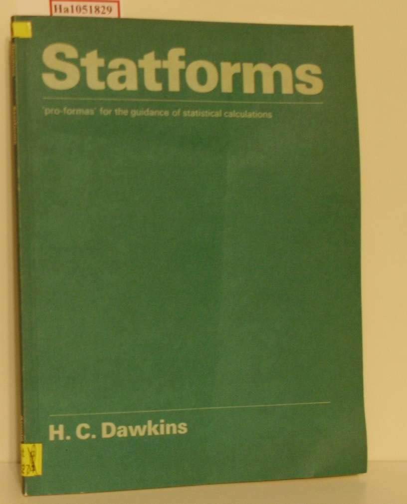 Statforms "Proformas" for the Guidance of Statistical Calculations Business, Finance & Career