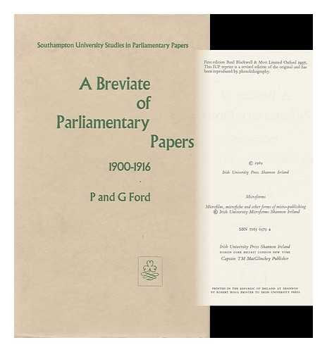 A Breviate Of Parliamentary Papers 1900-1916 (British Parliamentary Papers) Social Sciences