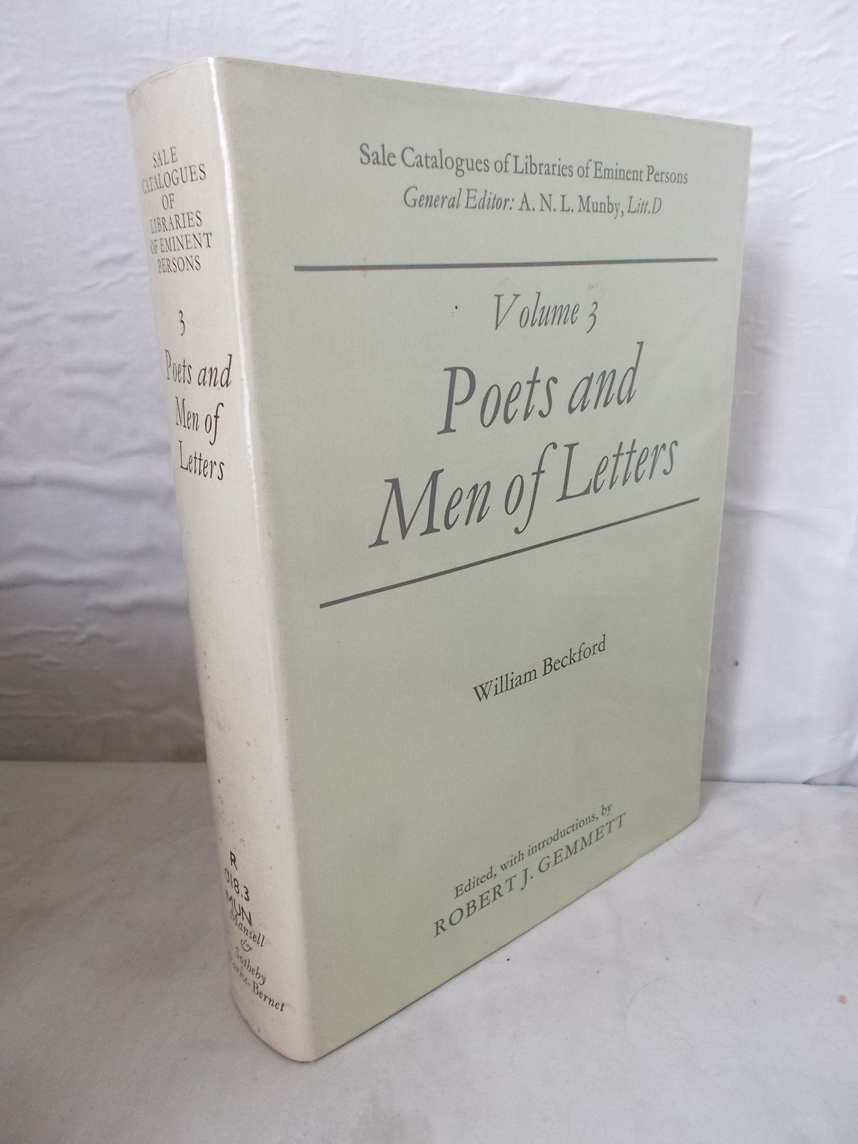 Sale Catalogues of Libraries of Eminent Persons: Poets and Men of Letters - William Beckford v. 3 Books