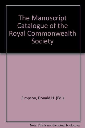 Manuscript Catalogue of the Library of the Royal Commonwealth Society Reference Books