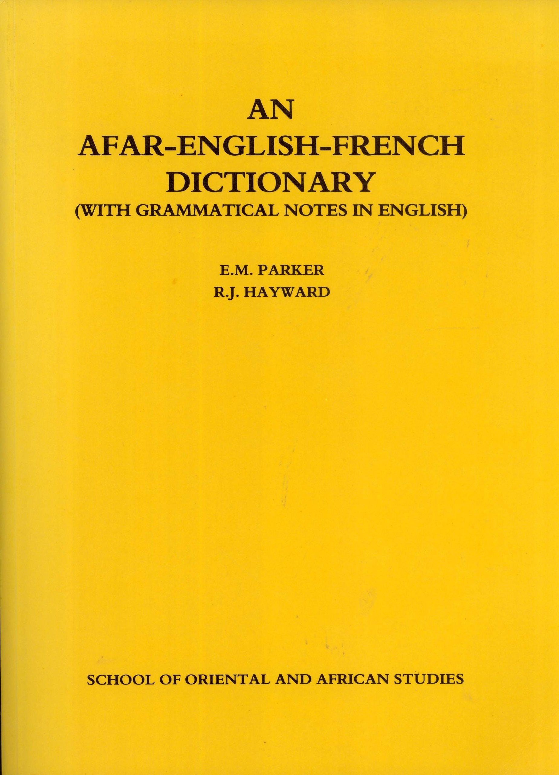 An Afar-English-French Dictionary: With Grammatical Notes in English book